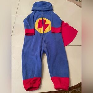Blue and Red Superhero Toddler 2/3 Fleece Outfit With Cape